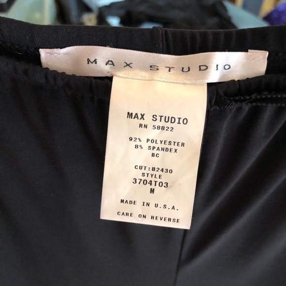 Max Studio size Med-LG black set long sleeve top pull on shirred leg pant - Picture 5 of 15